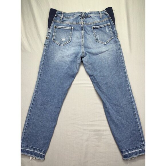 Mother Maternity Jegging Jeans Women's Blue Faded Whiskers Raw Hem Front Pocket - Picture 16 of 16